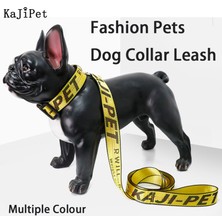 Fuhao Shop A Leopar Tarzı Moda Köpek Tasma Büyük Dayanıklı Altın Zincir Naylon Evcil Hayvan Köpek Tasma Uzun Halatlı Harfli Yaka Perro Yaka Köpekler Için (Yurt Dışından)