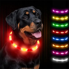 Fuhao Shop A Kırmızı Stil Maksimum Boyut 50CM USB Şarj Edilebilir Parlak Işıklı LED Köpek Tasması, Yavru Küçük Orta Büyük Köpekler ve Kediler Için Flaş Işıklar (Yurt Dışından)