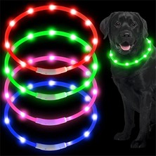 Fuhao Shop A Kırmızı Stil Maksimum Boyut 50CM USB Şarj Edilebilir Parlak Işıklı LED Köpek Tasması, Yavru Küçük Orta Büyük Köpekler ve Kediler Için Flaş Işıklar (Yurt Dışından)