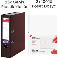 25 Adet Tigra Geniş Klasör 3 Adet Noki 100'LÜ Poşet Dosya Ofis Seti