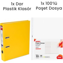 Tigra 1 Adet  Dar Klasör 1 Adet Noki 100'LÜ Poşet Dosya Ofis Seti