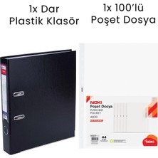 Tigra 1 Adet  Dar Klasör 1 Adet Noki 100'LÜ Poşet Dosya Ofis Seti