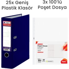 Tigra 25 Adet  Geniş Klasör 3 Adet Noki 100'LÜ Poşet Dosya Ofis Seti