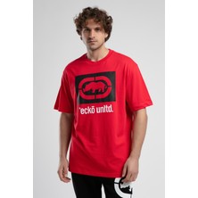 ECKO UNLTD Ithaca Kırmızı Bisiklet Yaka Nakışlı Oversize Erkek Tshirt