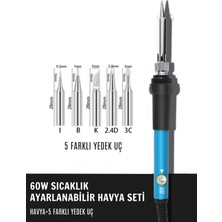 Solinpatech ST-60 60W Isı Ayarlı Sıcaklık Ayarlanabilir Kalem Havya Lehim Makinesi Ve 5 Farklı Yedek Uç