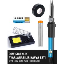 Solinpatech ST-60 60W Sıcaklık Ayarlanabilir Seramik Rezistörlü Havya Lehim Makinesi,Stand,Pasta,Lehim,Bant