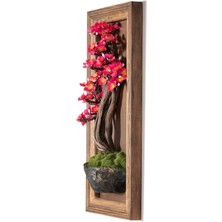 Timber Bonsai Tablaeu -2-1 - Masif Ahşap Çerçeveli 3 Boyutlu Yapay Ağaç Tablosu 33X60 cm