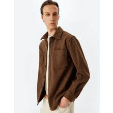 Koton Viskon Karışımlı Cep Detaylı Uzun Kollu Gömlek Ceket