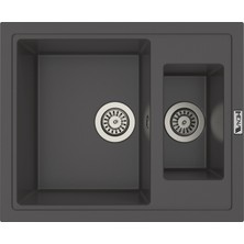 Hena Surface Granit Eviye 1,5 Gözlü Antrasit 60 x 50 Kuvars