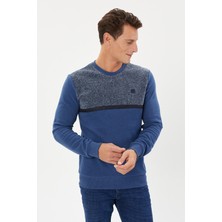 Tony Montana Kadife Selanik Parça Desenli Bisiklet Yaka Sweatshirt- KS-1672