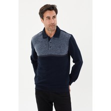 Tony Montana Kadife Selanik Parça Desenli Polo Yaka Sweatshirt- KS-1670
