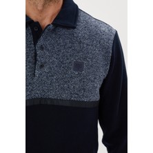 Tony Montana Kadife Selanik Parça Desenli Polo Yaka Sweatshirt- KS-1670