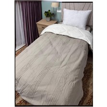 Clasy  Pamuk Ranforce Tek Kişilik Çift Taraflı Yorgan Arakis V3 Kahve Düz Desen