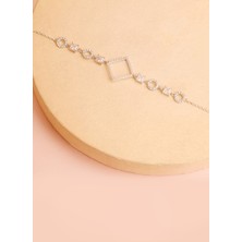 Dkmn Silver 925 Ayar Zirkon Taşlı Geometrik Şekilli Bileklik