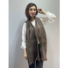 Gönülden Tasarım Kabartma Tomurcuklu Saten Kumaş Kadın Fular Şal 190X75 cm