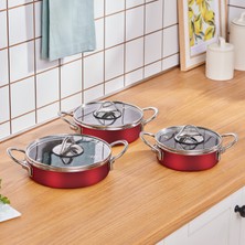 Karaca Ateş Emaye 6 Parça Omlet Sahan Set Bordo