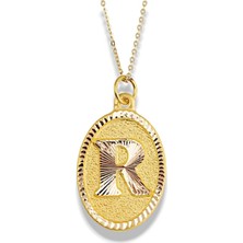 14 Ayar Altın Vintage R Harf Kolye 1.30 gr