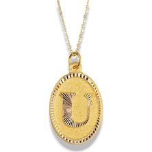 14 Ayar Altın Vintage U Harf Kolye 1.30 gr