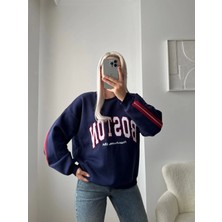 Sırt Fermuar Boston Sweatshirt - Lacivert