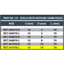10X70 Sol Çoklu Delik Matkabı (Düz/yarım Delik)