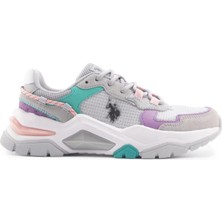 U.S. Polo Assn. Vincent Wmn 4fx Kadın Açık Gri -Lila-Yeşil Sneaker Ayakkabı