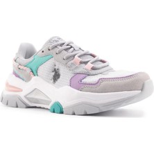 U.S. Polo Assn. Vincent Wmn 4fx Kadın Açık Gri -Lila-Yeşil Sneaker Ayakkabı