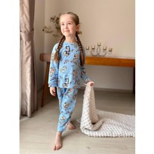 İsobel Kids Bluey Fitilli Kız Pijama Takımı Mavi - 3-4