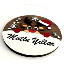 Veletto Yılbaşı - Yeni Yıl Kapı Süsü, Christmas - Noel Ev Duvar Dekorasyon Süsü, Ahşap Mdf Keçe 30 cm