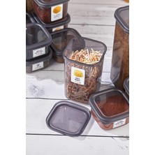 Liya 12'li Jumbo Boy Etiketli Kapaklı Kare Erzak Saklama Kabı Antrasit 12 x 1.90 Lt Bakliyat Kabı