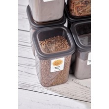 Liya 12'li Jumbo Boy Etiketli Kapaklı Kare Erzak Saklama Kabı Antrasit 12 x 1.90 Lt Bakliyat Kabı