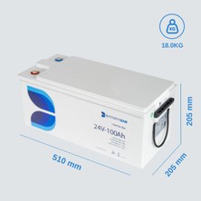 Bataryasan 24V 100AH Lifepo4 Akü Bluetooth Özellikli (Lityum Akü)