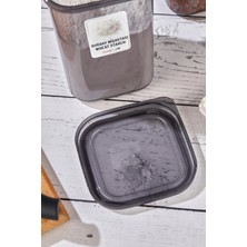 Elisa 12'li 24 Parça Etiketli Kapaklı Kare Erzak Saklama Kabı Antrasit 12 x 1.2 Lt Bakliyat Kabı
