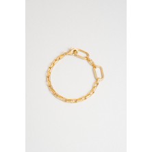 Italyan Tasarım 18 Ayar Sarı Altın Kaplama Gümüş Bileklik