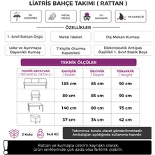 Canisa Liatris Serisi Beyaz Rattan Krem Minder Bahçe Takımı, Balkon Takımı