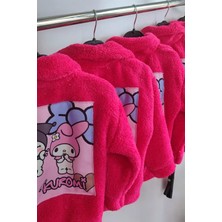Kız Çocuk Kuromi Temalı Peluş Ceket Kız Çocuk Peluş Hırka