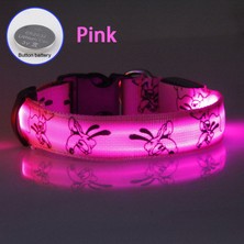 Fuhao Shop A Pembe Düğme Pil Stili M Yaka 32-50CM Ayarlanabilir LED Köpek Tasma Işığı USB Şarj Edilebilir Gece Güvenliği Parlak Yakan Perro Büyük Köpekler Kedi Kolye Aksesuarı (Yurt Dışından)