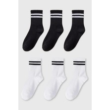 Black Deer 6 Çift Çizgili Tenis Çorabı Erkek ,kadın Unisex Çizgili Tenis Çorabı