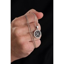 TMT Silver Zülfikar Kılıcı Karartmalı Çift Kılıç Gümüş Erkek Kolye