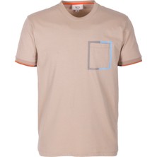 Erkek Tişört Bisiklet Yaka Bej Slim Fit %100 Pamuk T-Shirt Ncs Jeans 1304