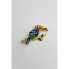 Modex Renkli Mineli Tukan Papağan Kuşu Broş (4cm)
