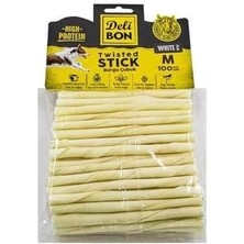 Delibon Orta Boy Deri Burgu Çubuk Köpek Ödülü Beyaz 100 Adet