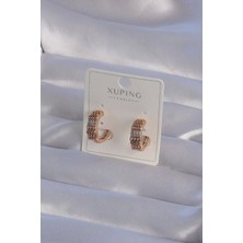 Çarşı Point Xuping Rose Renk Zirkon Taşlı İşlemeli Halka Küpe