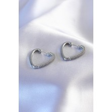 Skygo Gümüş Renk Zirkon Taşlı Kalp Model Kadın Küpe - TJ-BKP7239