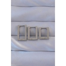 Çarşı Point 316l Çelik Gümüş Renk Dikdörtgen Küpe Seti