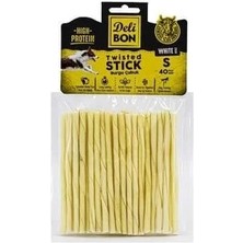 Delibon Ince Deri Burgu Çubuk Köpek Ödülü Beyaz 40 Adet