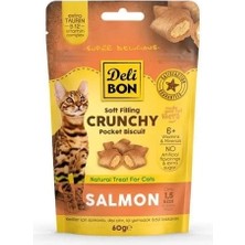 Delibon Chrunchy Içi Dolgulu Somonlu Kedi Ödül Bisküvisi 60 gr