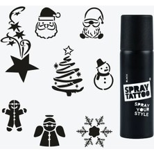 One Spray Tattoo Yeni Yıl Dövme Şablon Seti ve Siyah Sprey