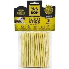 Delibon Ince Deri Burgu Çubuk Köpek Ödülü Beyaz 80 Adet