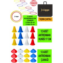 Liggo Antrenman Seti 12LI Koordinasyon Çemberi 12LI Antrenman Çanağı 12 Adet 17CM Huni Seti