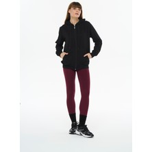 Safe Tasarım Kadın Pamuklu Kapüşonlu Fermuarlı Sweatshirt